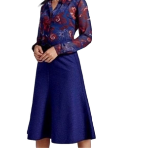 CAbi Midi Length Skirt Tulip Textured Size 4 3097 Blue Purple Flattering New